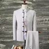 Herrenanzüge Blazer 3 PCs Set Stand Collar Blazers Jacke Hosen Weste / 2023 Mode neue Männer lässig Boutique Geschäft