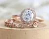 18K Gold Rose preenchido pelo design de safira branca e diamante anel de casamento de diamante defina o tamanho 5127402633