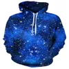 Designer Hoodies Sweatshirts Hot Mens 3D Digital Imprimé Universe Starry Sky Style Veste à manches longues à capuchon