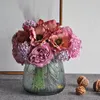 Decoratieve bloemen Simulatie Pieter Bouquet Kunstmatige nep zijden bloem bruiloft Bride Hand Bouquets Home Party Room Decoratie Pography