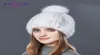 Genießenfur Women039s Pelzkappe Real Nerzfellhut mit Pelz Pom Strickhüte für Winter hohe Qualität dicker warmer weiblicher beruhi3745664