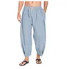 Arrivée Mens Coton Hemp pantalon Harlan DrawString Casual Capris Lightweight Beach Yoga Pant Belt Pocket Traflers240408