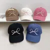 Ball Caps Breathable Show Face Small Hat Cotton Bow Pattern Soft Peaked Cap Outdoor Sunscreen Bowknot Embroidered Baseball DIY