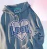 Lettre rose graphique kawaii harajuku sweats sweatshirt punk bleu punk alt