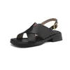 Sandalet Phoentin Plus Boyut 43 Kısa Kadın Yaz Modası Orta Topuk Ayakkabı Günlük Orijinal Deri Plajı FT3443