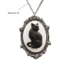 Collier de chat chanceux Q0ke pour les femmes filles noires pendentif pendentif ovale camée camée clavicule chaîne goth bijoux ornement