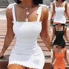 Basic Casual Dresses Trendy Solid Strap Short White Dresses Off Shoulder Sexy Skirt Pullover Sheath Mini Summer Beach Female Vest Dress 1 T240415