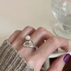 Cluster Rings 925 Sterling Silver Open Finger Ring Heart Butterfly Wing Pearl Stackable For Women Girl Jewelry Gift Dropship Wholesale