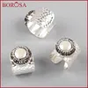 Borosa Silver Color Natural Pearl Fashion Band Кольцо круглое пресноводное жемчужное горло