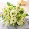 Decorative Flowers 1 Bouquet Pink Artificial Peony Rose 5 Heads Autumn Silk Fake For DIY Living Room Home Garden Wedding Decoration