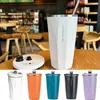 Mugs Coffee Cup With Straw 600ml Diamond Vacuum Stainless Steel Keep Cold And Mug Value Large Capacity Car Mounted