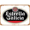 duschhockerMYN Estrella Galicia Beer Metal Tin Sign Multipurpose Retro Metal Plaques for Kitchen Office Decor 12x8 inches