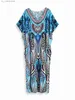 Basic Casual Dresses 2023 Leopard Print Kaftan Dresses for Women Plus Size Summer Beach Swim Cover Up Loose Fit Resort Wear Maxi Dresses Q1415 T240412