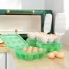 Förvaringsflaskor Flaskar Flip-Top Egg 9-rutnät Box Space Saving Kylskåpsarrangör för Kitchen Home Kylskåp Containerhållare