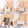 Shoulder Bags 2024 Women Handbag With Wide Strap Genuine Cow Leather Bucket Designer Ladies Crossbody Messenger Grey