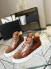 Famous Brand High Top Kriss Sneakers Chaussures Men Zip Fonduant Côtés Gold-Tone Hardware Suede Trainers en cuir Homme Casual Walking EU38-46 avec boîte