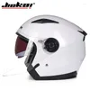Motorradhelme Jiekai Helm Open Face Moto Racing Vintage mit Dual Lens Capacete Para Motocicleta Cascos