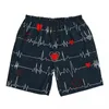 Mäns shorts elektrokardiogram bräde sommar kawaii cool stilen strand man sport fitness snabb torrmönster badstammar