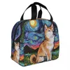 Shiba Inu Starry Night Insulated Lunch Bag for Women Men Portable Pet Dog Lover Warm Cooler Thermal Lunch Box Office Work School