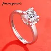 Cluster Anneaux Pansysen 0,5 / 1/2 / 3CT D COLOR Moisanite Ring pour femme Wedding Jewely 925 Sterling Sliver plaqué 18K Gold Band