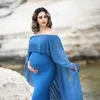 Maternity Dresses Womens Maternity Fitted Elegant Gown for Photoshoot Baby Shower Long Off Shoulder Bride Party Ruffles Maxi Photography Dress 24412