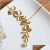 Pendant Necklaces Gold Sier Orc Flower Necklace Boho Chic Wedding Jewelry For Women Drop Delivery Pendants Dhva6