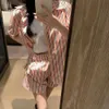 Women's Suits & Blazers Fashionable Casual Striped Short Sleeved Shirt Set for Summer Fashion, Age Reducing Shorts, Temperament Two-piece Set, Model