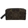 Luxury Oriental Mandala Royal Retro Floral Black Antique Travel Rangement Sacs de maquillage de grande capacité Sac de cosmétique pour unisexe