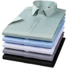 Camicie casual da uomo sottile estate elastica a manica corta per uomo slim fit camicia normale forma a colori solidi abiti da design
