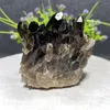 装飾的な置物天然黒いスモーキークリスタルクラスターストーンクォーツ標本鉱物レイキヒーリングホームデコレーション瞑想ジェム