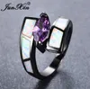 Junxin boho feminino homem branco blue bombe opal anéis para mulheres preto ouro cheio rosa roxo zircon marquise anel de casamento jóias de casamento9327388