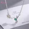 Hängen Creative Green Zircon Hummingbird Pendant Necklace 925 Sterling Silver Jewelry Bird Clavicle Chain Fashion Women