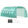 Walk-In Tunnel Greenhouse, 20x10x7 ft/15x7x7 ft/12x7x7 ft/10x7x7 ft Portable Plant Hot House, Galvanized Steel Hoops, Green/White