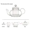 Delar Heatresistant Glass Teapot Filter Kung Fu Tea Set Sixperson Pot Borosilicate Pot 600 ml