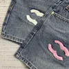 Women's Shorts designer High end Xiaoxiang 24 Early Spring New Fashion Pink Flocking Waist Jeans and in Two Colors V7TW