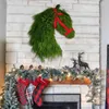 Decorative Flowers 2PCS Horse Head Wreath Christmas Artificial Green Plants For Front Door Window Partyxmas Decor Durable