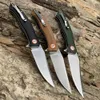 Tunafire GT958 black/green/brown High end linen fiber handle D2 Steel camping outdoor fishing knife with ball bearing