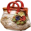Dekorativa figurer Europeisk pastoral handgjorda Rose Relief Glazed Bag Flowerpot Artistic Flower Ware