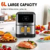 Friteuse Smart Air Fryer 6L Zonder olie met LED Touchscreen Electric Deep Fyer Oven Nit -Stick Basket Keuken Kook Sonifer