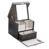 Коробка для хранения кожаная коробка ювелирных изделий с зеркалами лак для ногтей.