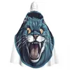 Blue Scary Katze mit Kapuze Cloak Halloween Party Cosplay Frau Männer Erwachsene lange Hexerei Robe Motorhaube