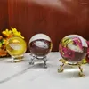 Dekorativa figurer 6cm Diameter Globe Galaxy Miniatures Crystal Ball 3D Laser Graved Quartz Glass Sphere Home Decoration Accessories