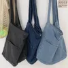 Unisex vintage tote çanta büyük kapasiteli katlanabilir çanta çok yönlü kot pantolon üst tutamak çanta gündelik yeniden kullanılabilir bakkal çanta