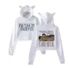 Benson Boone Feuerwerk und Rollerblades World Tour Crop Top Hoodie für Mädchen Kawaii Katze Ohren Harajuku Kumpelte Sweatshirt