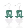 Dangle Earrings Women's Jewelry Irish Green Hat Shape Clover Wooden Love Personalized Fashion