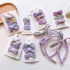 Purple Corean Childrens Harepin сладкая принцесса ткань ткань цветочные челки BB Clip Новая маленькая шпилька