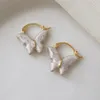 Pendientes de aro 925 STERLING STERLING Golden Blancan Mariposa Elegante para mujeres Joyas de regalo para niña