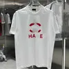 Dames T-shirtontwerper Xiaoxiangjia Correcte hoge versie 24SS Nieuwe vroege voorjaar korte mouwen T-shirt gepersonaliseerde print unisex mode veelzijdige m04x