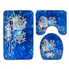 Bath Mats Zeegle 3pcs/set Christmas Rugs Bathroom Set Decor Toilet Seat Tank Cover Rug Non-slip Mattoilet Carpet Foot Mat