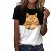 Designer Designerwomen's T-shirt 2023 Summer Leisure Cat Imprimé Cound Cou Col à manches courtes pour femmes